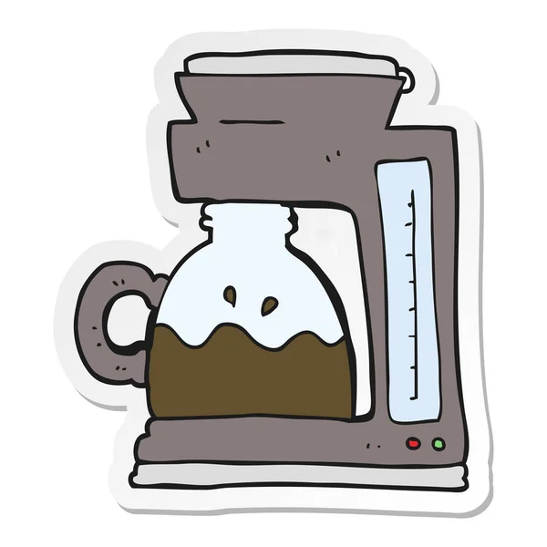 Bir çizgi film kahve makinesi Sticker — Stok Vektör