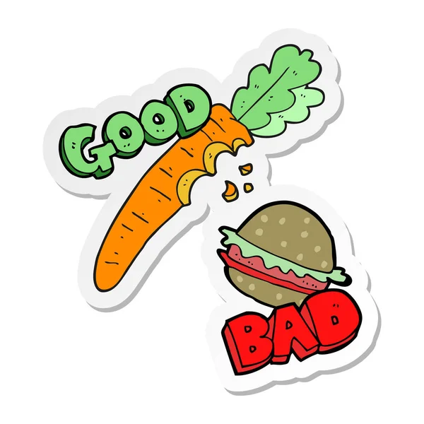 Sticker van een cartoon goede en slechte voeding — Stockvector