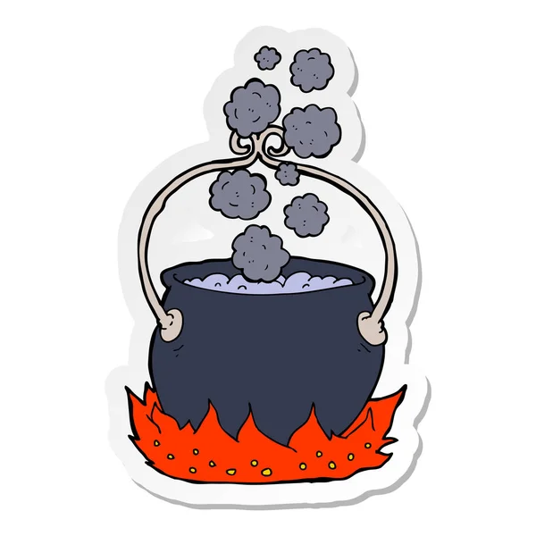 Sticker Cartoon Witchs Cauldron — Stock Vector