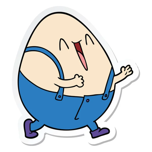 Sticker of a humpty dumpty cartoon egg man — Stock Vector