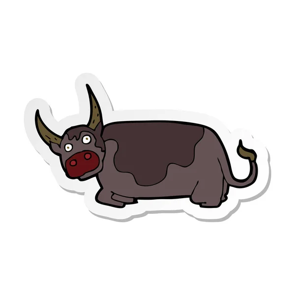 Sticker van een cartoon stier — Stockvector