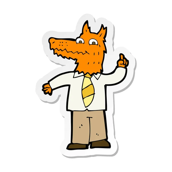 Sticker Van Een Cartoon Business Fox Met Idee — Stockvector