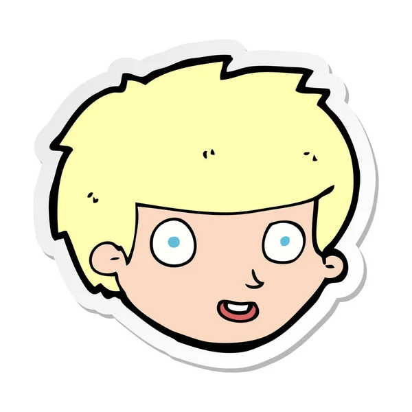 Sticker van een cartoon gelukkige jongens gezicht — Stockvector
