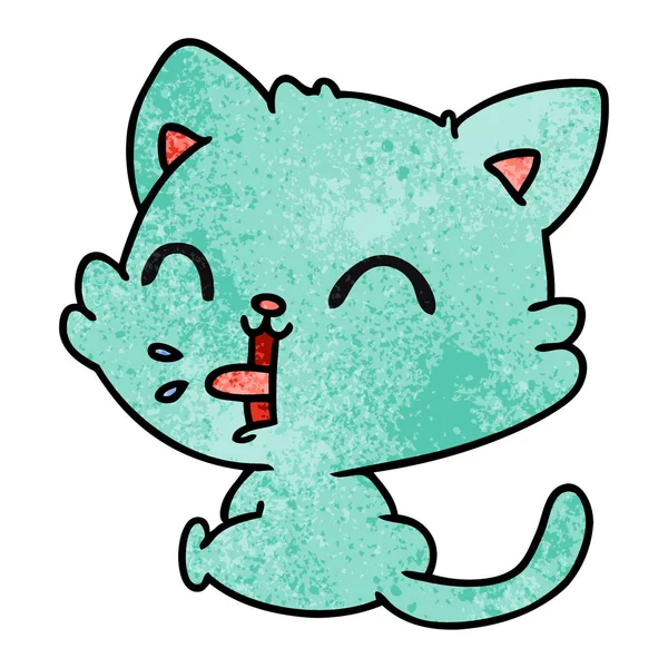 Texturierte Karikatur der niedlichen Kawaii-Katze — Stockvektor