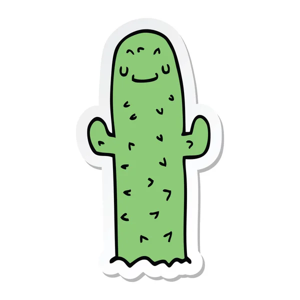 Klistermärke av en tecknad kaktus — Stock vektor
