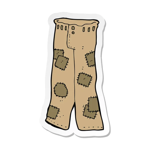 Autocollant d'un vieux pantalon patché dessin animé — Image vectorielle