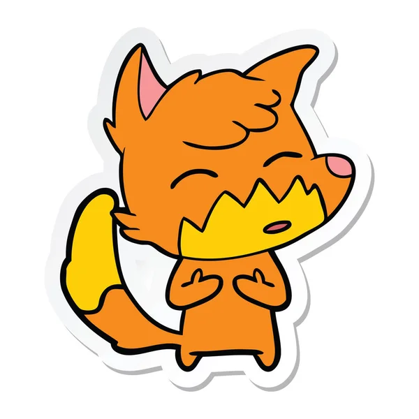 Sticker of a cartoon fox — Stock Vector