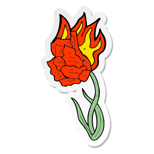 Naklejka Flaming Kreskówka Kwiat — Wektor stockowy