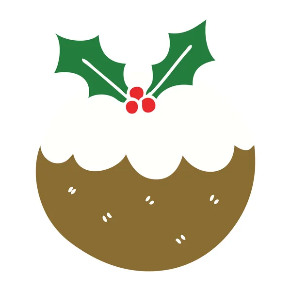 Hand Dras Egendomliga Tecknad Christmas Pudding — Stock vektor