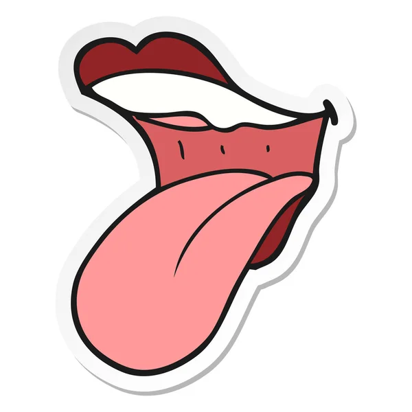 Nálepka kreslená ústa Vypláznutí jazyka — Stockový vektor