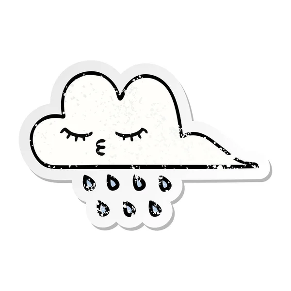 Autocollant Détresse Nuage Pluie Dessin Animé Mignon — Image vectorielle