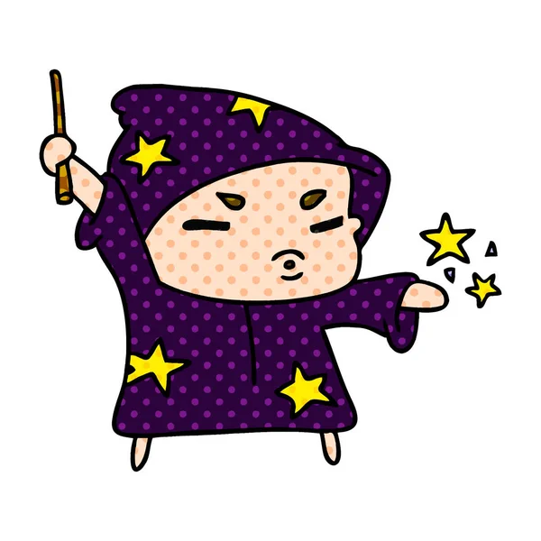 Cartoon  cute kawaii wizard child — Stock Vector