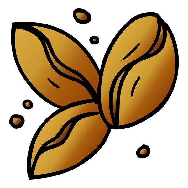 3 コーヒー豆のグラデーション漫画落書き — ストックベクタ