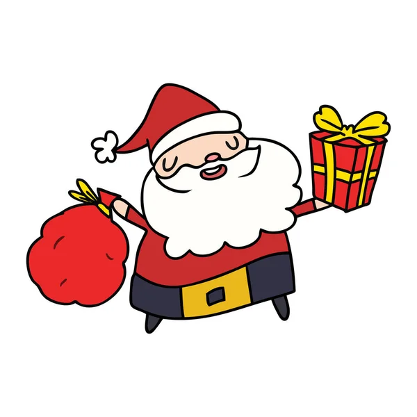 Handgezeichneter Weihnachtscartoon Von Kawaii Santa — Stockvektor