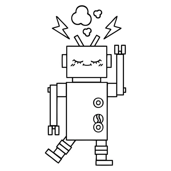 Linha desenho cartoon dança robô —  Vetores de Stock