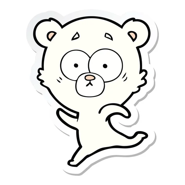 Sticker of a surprised polar bear cartoon — Stock Vector