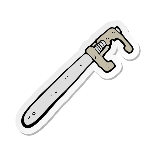 Sticker Cartoon Adjustable Wrench — Stock Vector
