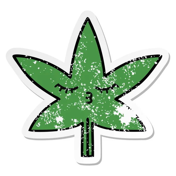 Aufkleber eines niedlichen Cartoon-Marihuana-Blattes — Stockvektor