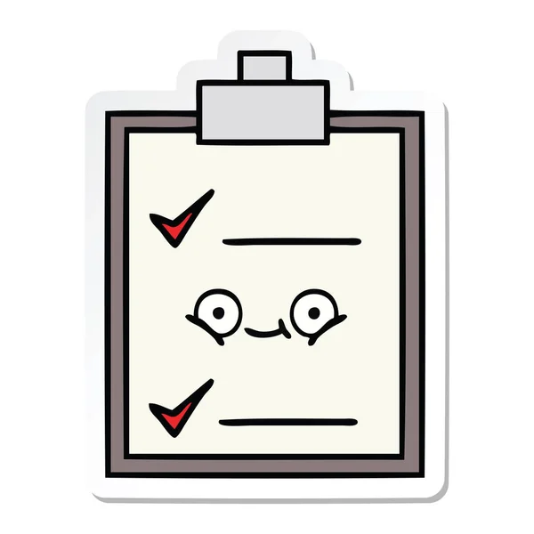 Sticker van een leuke cartoon-checklist — Stockvector