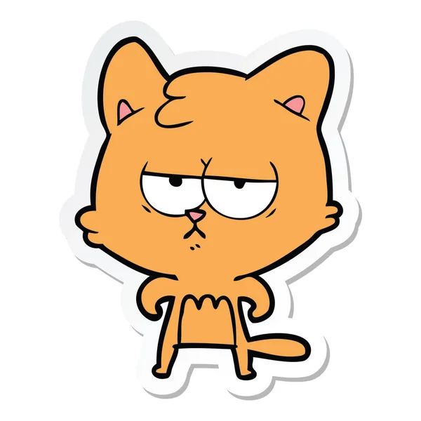 Pegatina Gato Dibujos Animados Aburrido — Vector de stock