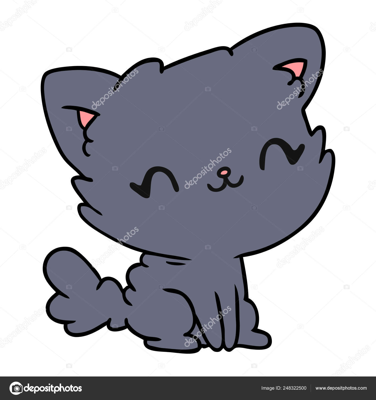 ilustração de gato fofo gato kawaii chibi estilo de desenho