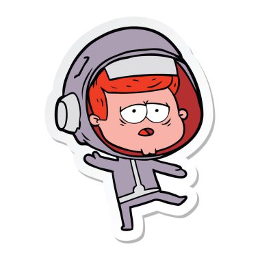 bir çizgi film yorgun astronotun etiket