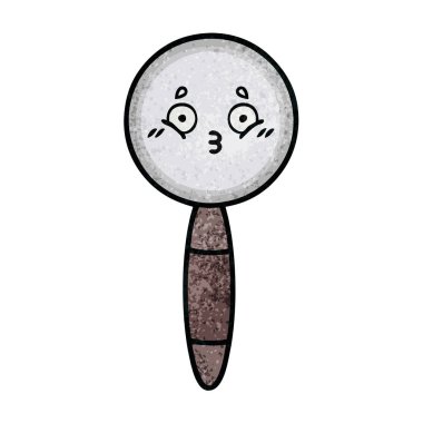 Retro grunge doku karikatür bir büyüteç