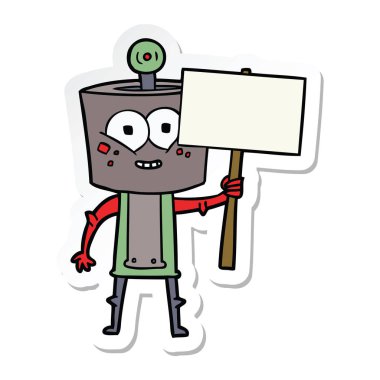 bir mutlu karikatür robot Sticker