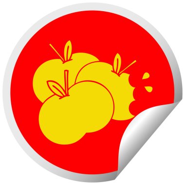 dairesel peeling etiket çizgi film sulu elma