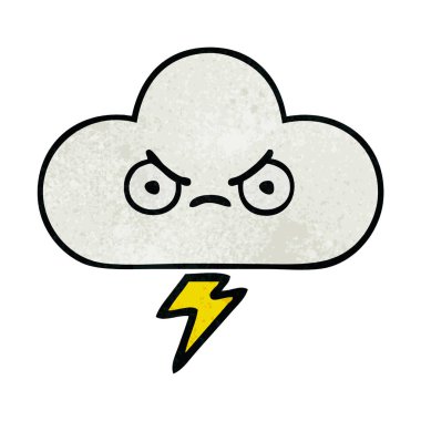 Retro grunge doku karikatür bir gök gürültüsü bulut
