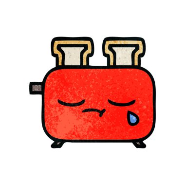 Retro grunge doku karikatür bir ekmek kızartma makinesi,