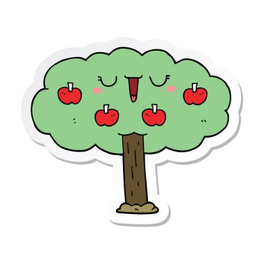 etiket bir karikatür elma ağacının