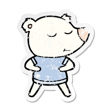 bir mutlu karikatür kutup ayısı sıkıntılı etiket