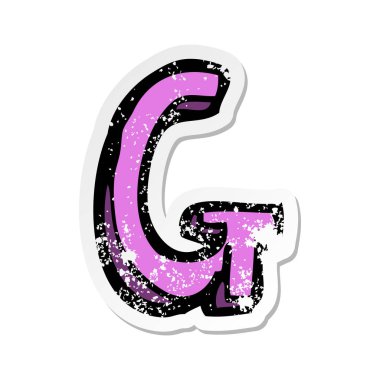 bir çizgi film mektup Retro sıkıntılı etiket