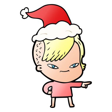 bir kızın san giyen hipster saç kesimi ile sevimli gradyan çizgi