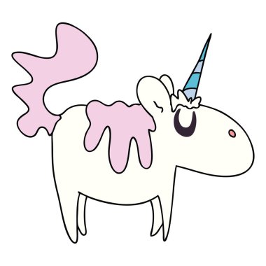 ilginç el çizilmiş karikatür tek boynuzlu at