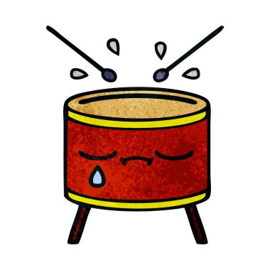 retro grunge doku karikatür davul ağlıyor