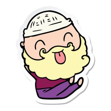 etiket oturan adamın dilini sakallı