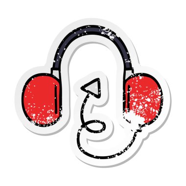 sevimli çizgi retro kulaklık sıkıntılı etiket