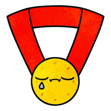 Retro grunge doku karikatür altın madalya