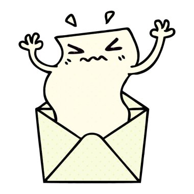 ilginç çizgi roman tarzı çizgi film mektup ve zarf