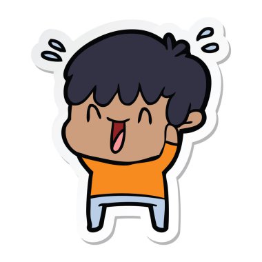 etiket bir karikatür gülen çocuk