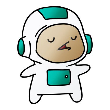 kawaii şirin astronot çocuğun degrade çizgi film