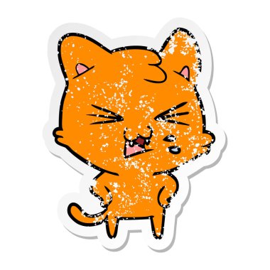 bir karikatür kedi tıslama sıkıntılı etiket