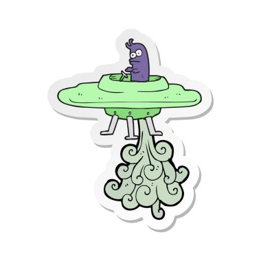 etiket bir karikatür uçan daire