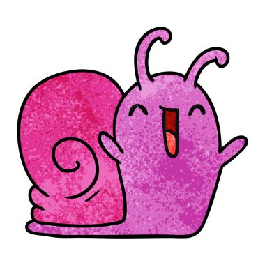 dokulu karikatür kawaii mutlu sevimli salyangoz