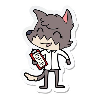 etiket mutlu karikatür tilki