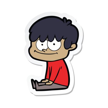 bir mutlu çizgi film adamın etiket