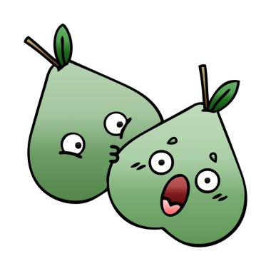 Degrade gölgeli karikatür yeşil armut