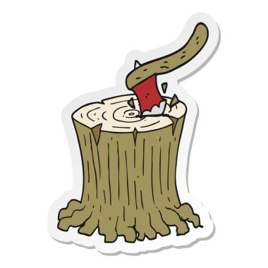 etiket ağaç kütüğü bir karikatür balta